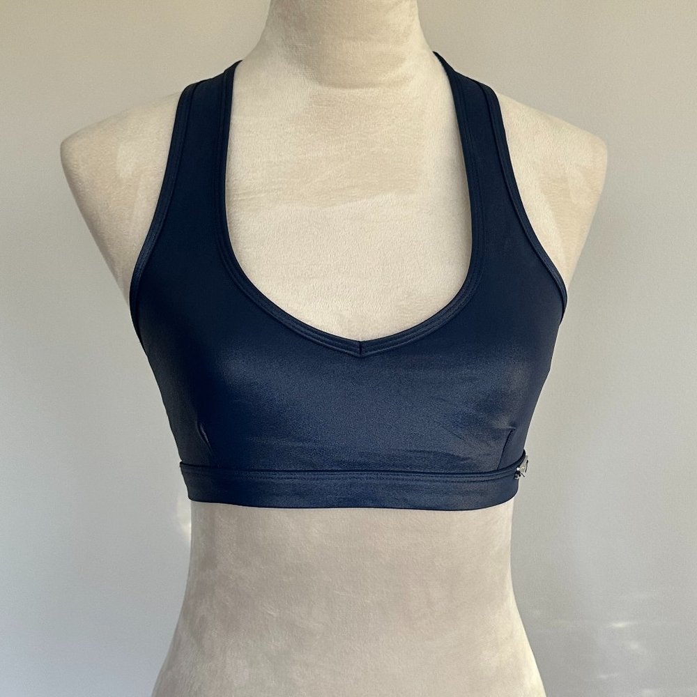 Bombshell Sportswear - Power Gloss Bra - Size S - Gloss Navy - EUC - Rare!